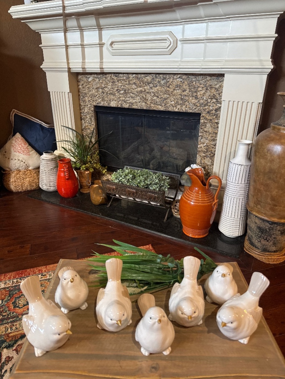 Set of 7 Glazed Ceramic Birds